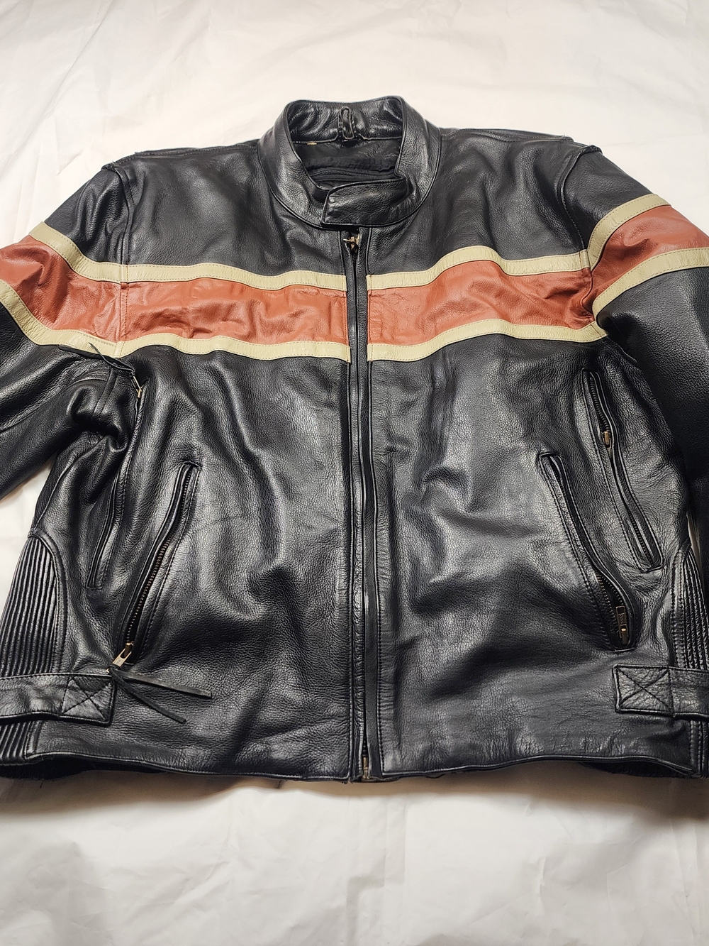 GENUINE LEATHER Men's Thermal Insulated Motorcycle Biker Leather Jacket Black Xl